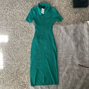 Cider Green Open Back Bodycon Midi Dress